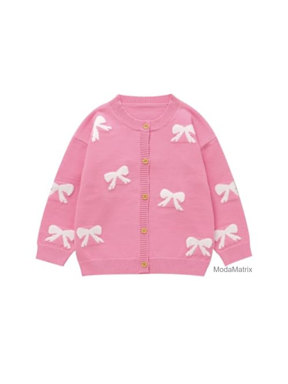Cute Bow Knitted Open Front Cardigan Button Up Oversized Girls Sweater